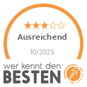 Zum Eintrag auf werkenntdenBESTEN.de werkenntdenBESTEN Siegel mit der Bewertung Ausreichend