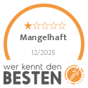werkenntdenBESTEN Siegel mit der Bewertung Mangelhaft