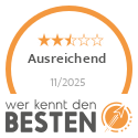 werkenntdenBESTEN Siegel mit der Bewertung Ausreichend